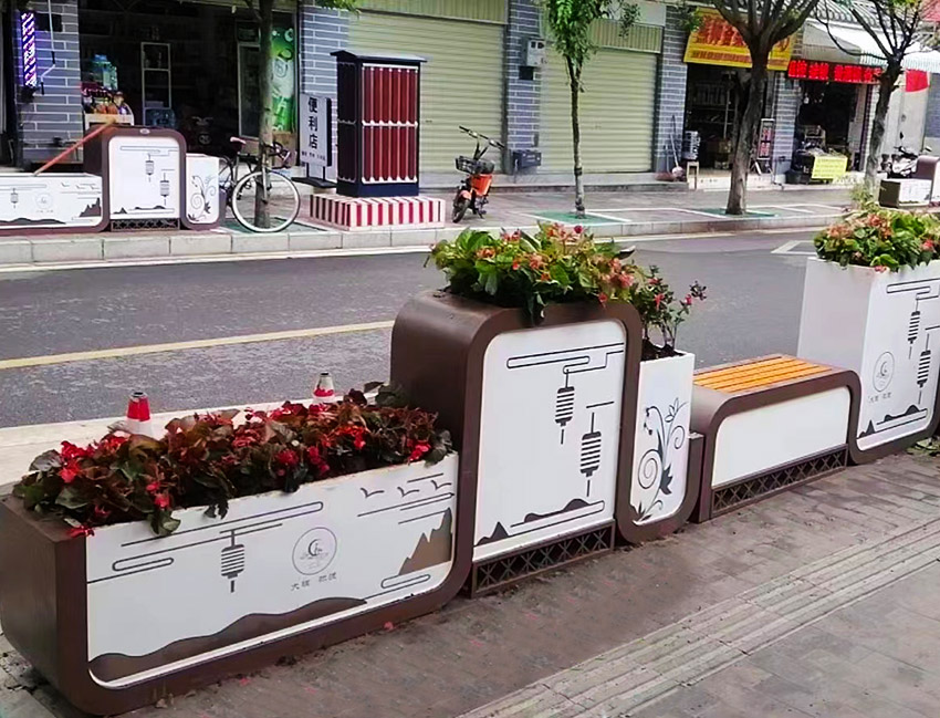 不銹鋼閑情對弈坐凳花箱組合